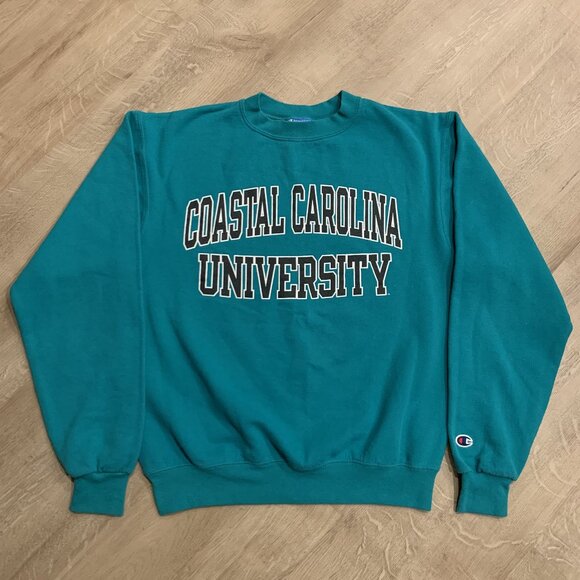 Champion Coastal Carolina University Sweatshirt Men's Small S Teal Crewneck - Picture 1 of 6